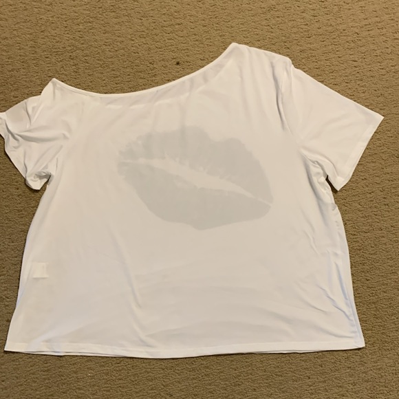 SHEIN Curve 3XL black/white off shoulder T-shirt NWOT - Picture 5 of 9